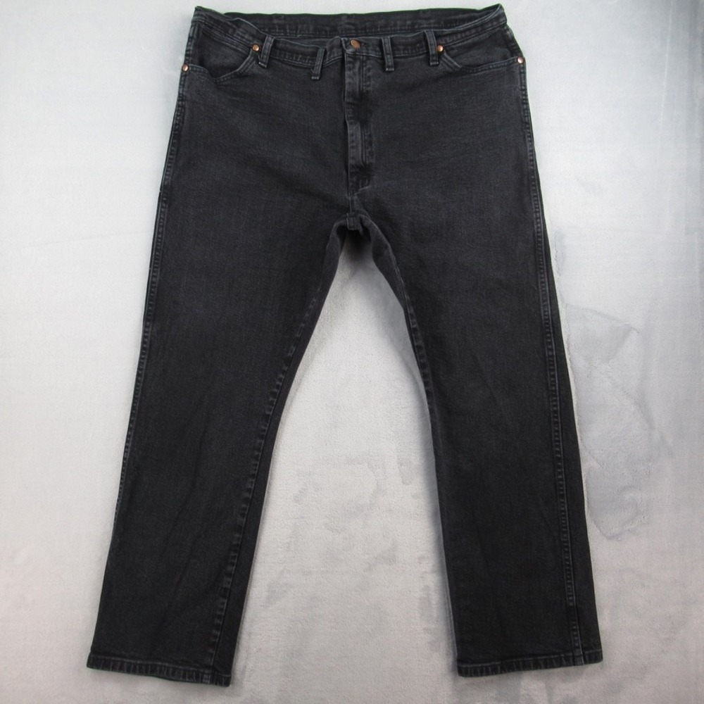 Wrangler Mens Black Straight‎ Leg Jeans 44x32 Stretch Denim 112338395 A001 4020